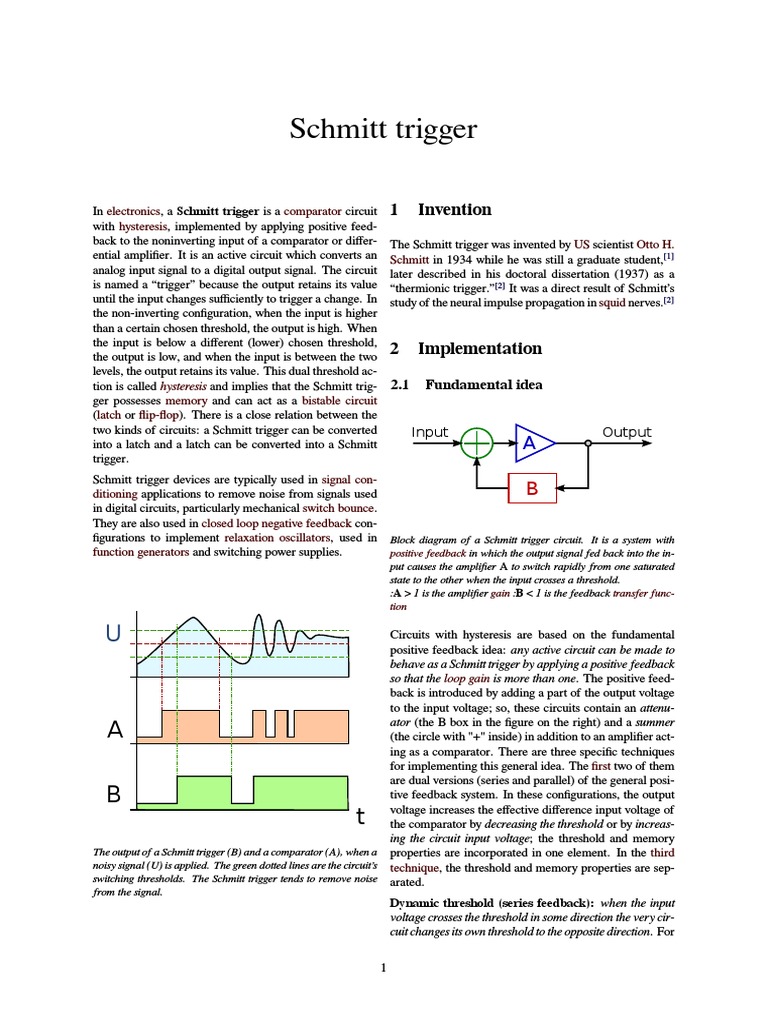 Schmitt Trigger | PDF | Operational Amplifier | Electronic Circuits