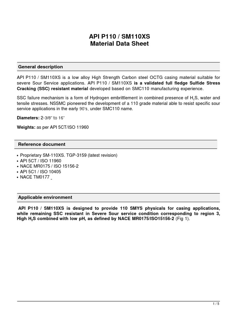 Casing & Tubing API CT-P110 | PDF | Strength Of Materials | Heat Treating