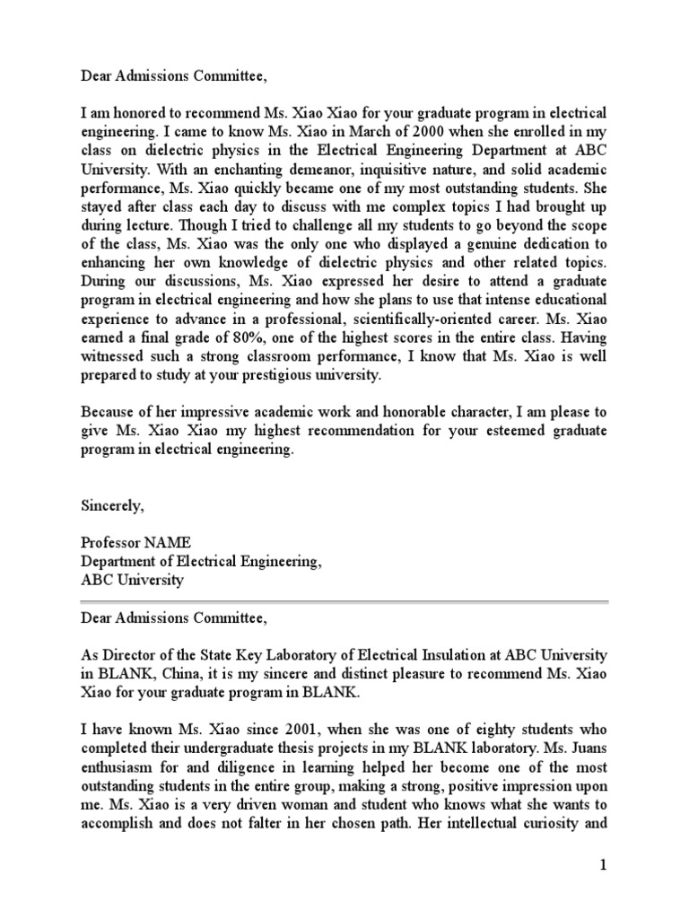 LoR Samples Asynchronous Transfer Mode Graduate School