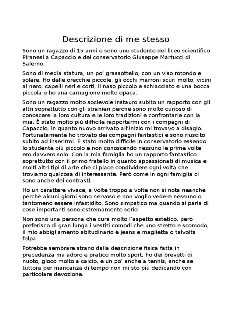 Descrizione Di Me Stesso