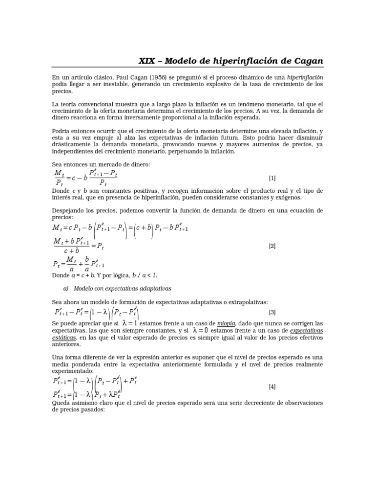 Modelo de Hiperinflacion de Cagan | PDF | Inflación | Oferta (economía)