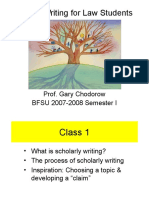 Thesis Writing For Law Students: Prof. Gary Chodorow BFSU 2007-2008 Semester I