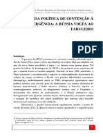 Da Política de Contenção À Reemergência A Rússia Volta Ao Tabuleiro