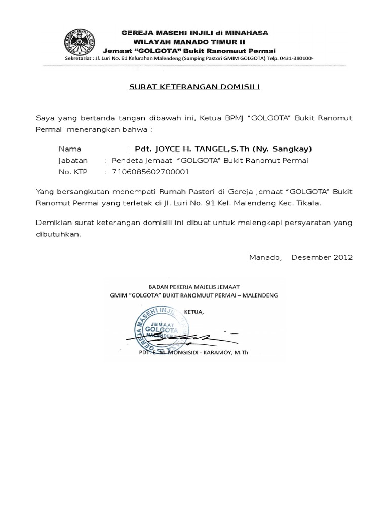 Contoh Surat Domisili Sekretariat Partai