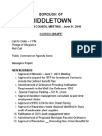 Draft Agenda For June 21, 2016 Meeting of Middletown Borough Council