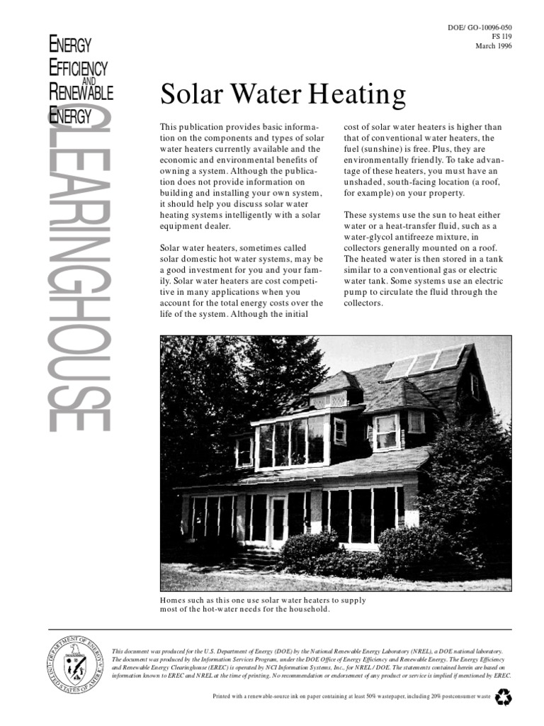 Solar Water Heater Overview and Benefits | PDF