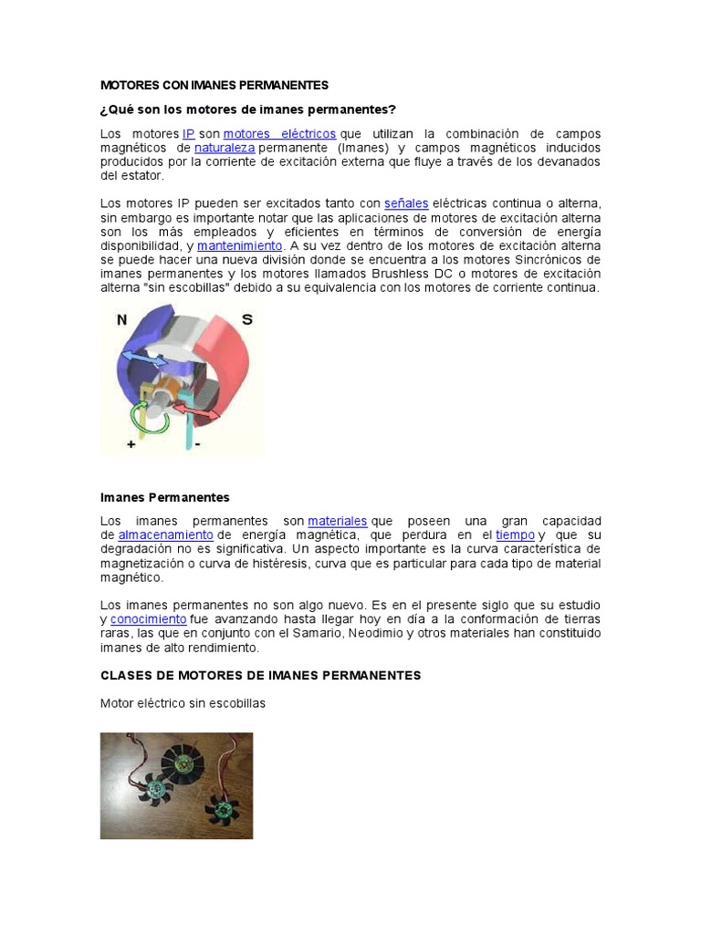 Motores de Imanes Permanentes: Tipos y Funcionamiento | PDF ...