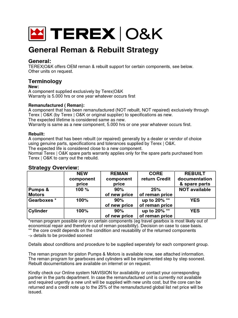 01-General Reman Strategy | PDF
