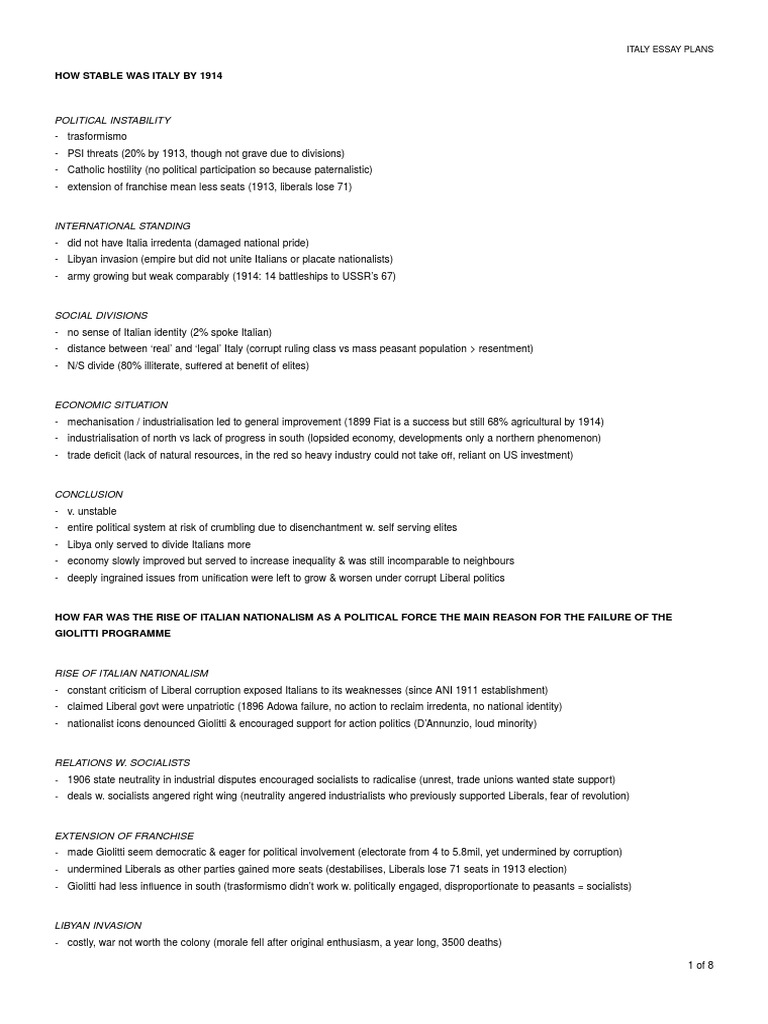 Italian fascism timeline picture