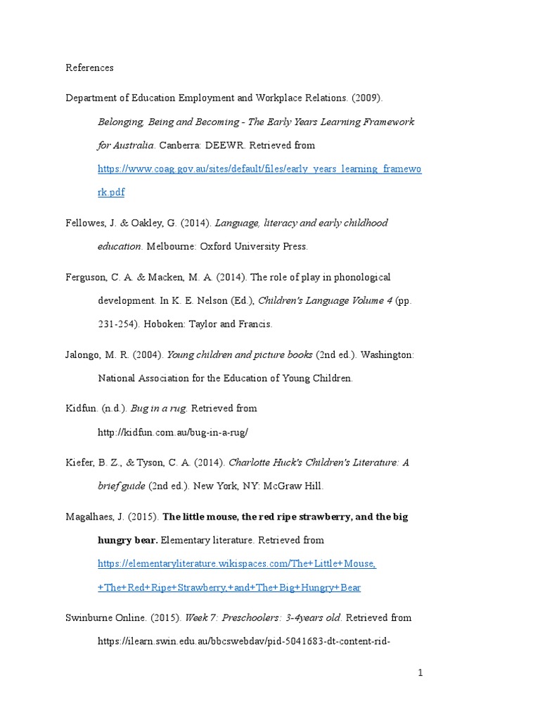 Early Childhood Education References | PDF