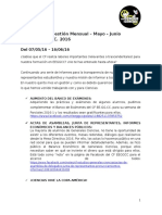 7ª Avance Mensual de Gestión del CF EE.GG.CC. - Mayo - Junio