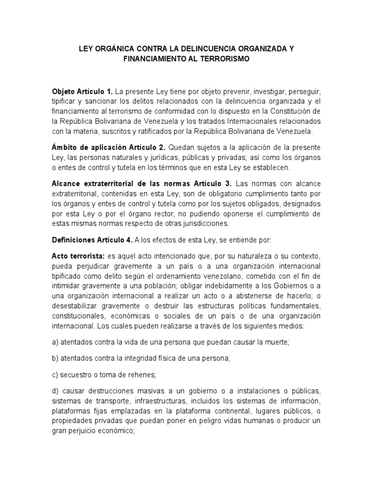 Ley Orgánica Contra La Delincuencia Organizada y