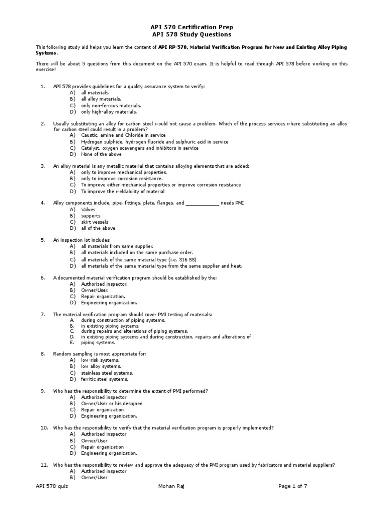 API 578 Material Verification Study Guide | PDF | Emission Spectrum ...