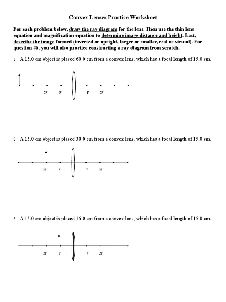Convex Lenses Practice Worksheet