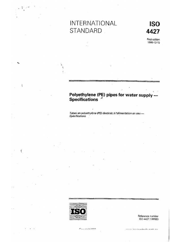 ISO 4427 Polyethylene (PE) pipes for water supply Specifications.pdf