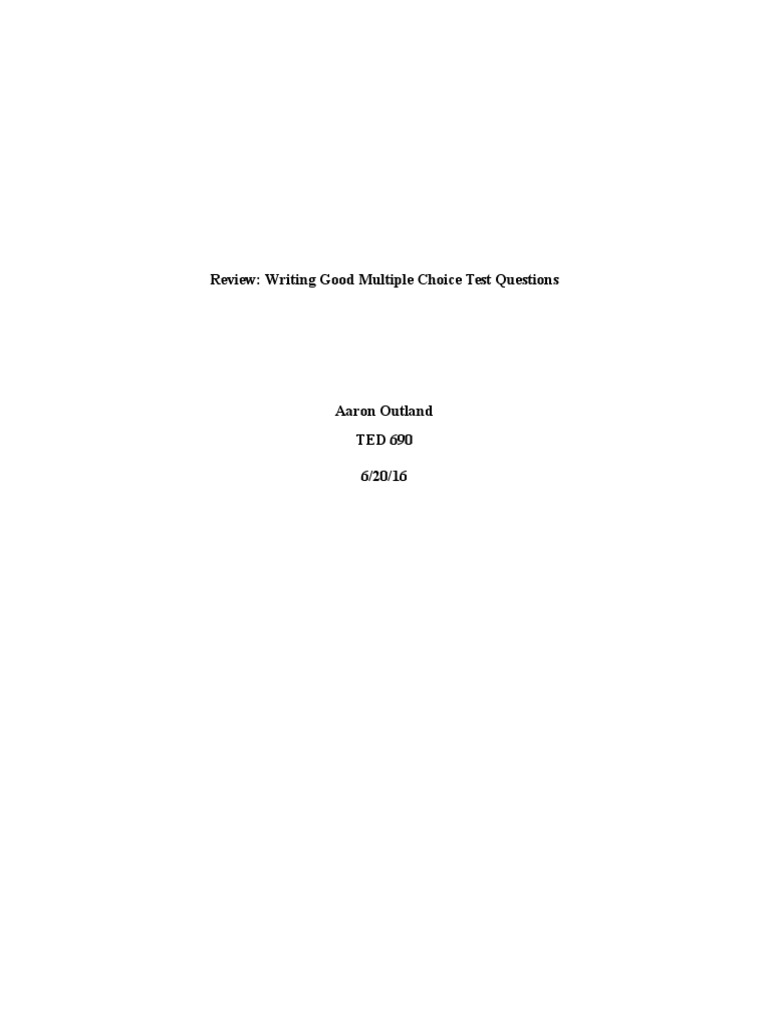 Guidelines for Effective MC Questions | PDF | Multiple Choice ...