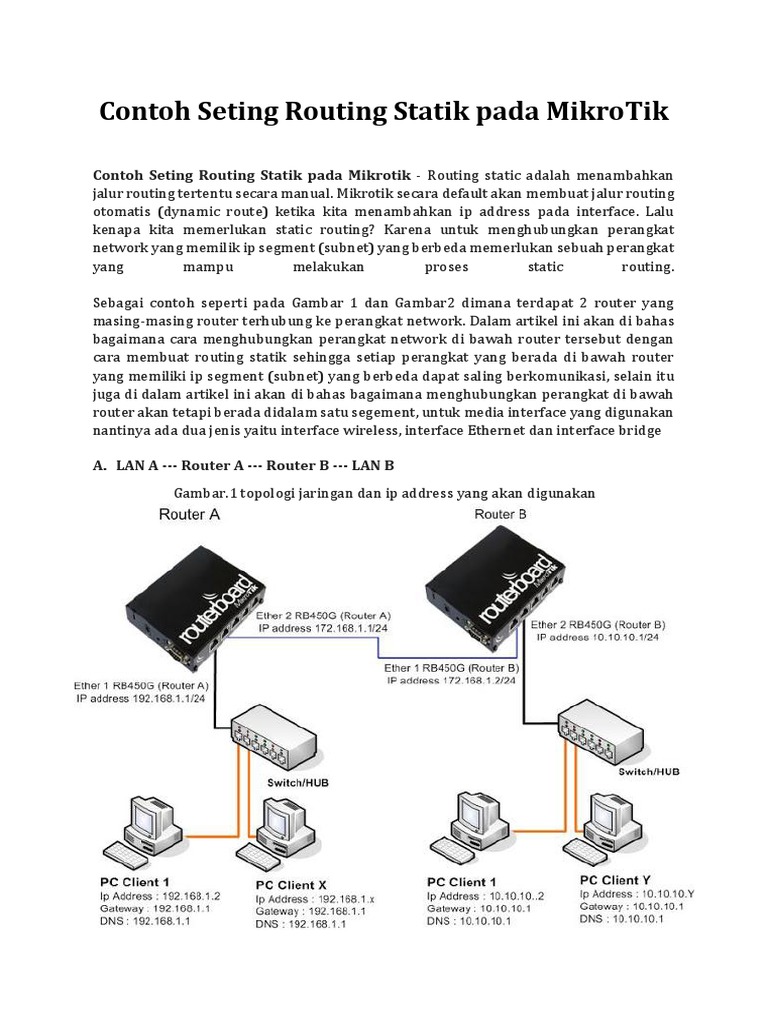 Cara Seting Routing Statik Pada Mikrotik