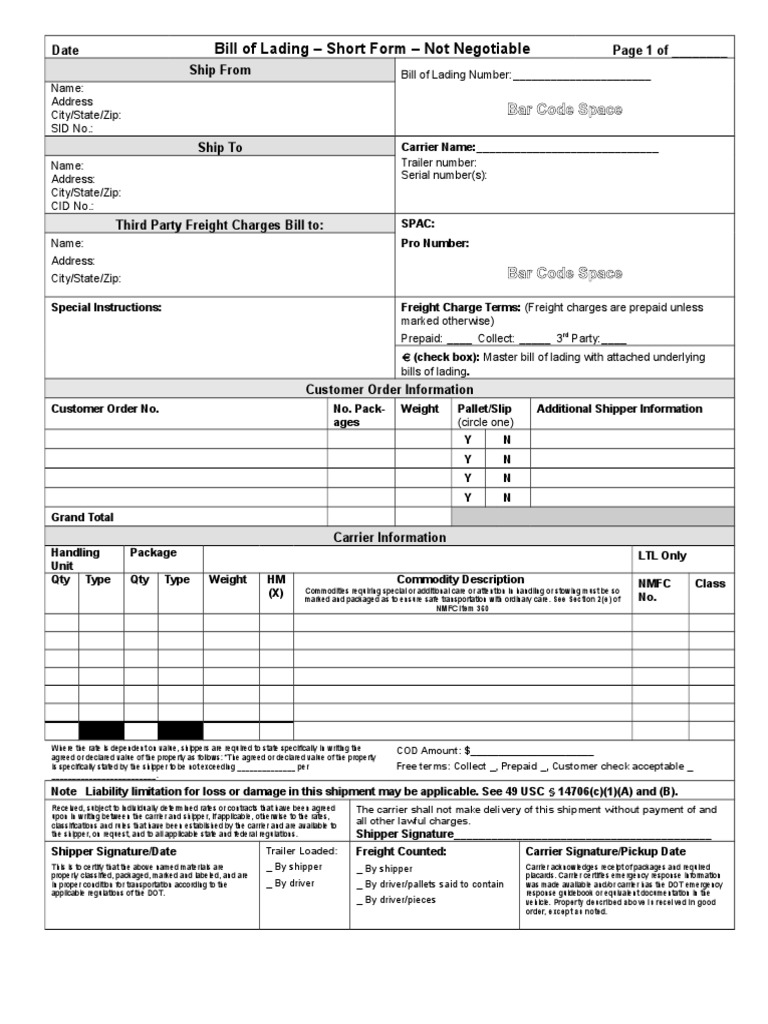 bill-of-lading-short-form-not-negotiable-bar-code-space-pdf-cargo-services-economics