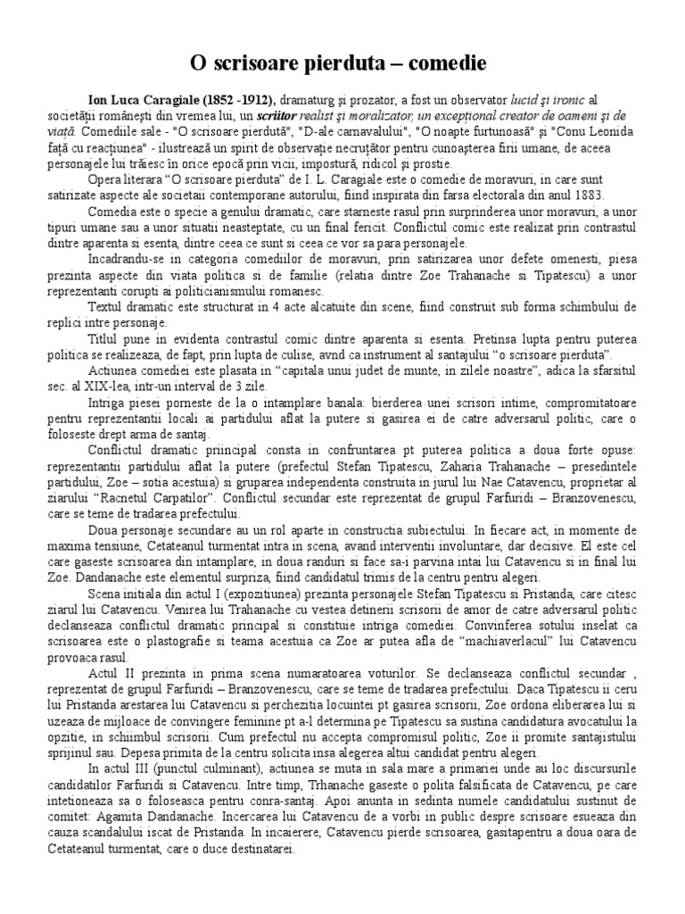 O Scrisoare Pierduta Eseu | PDF
