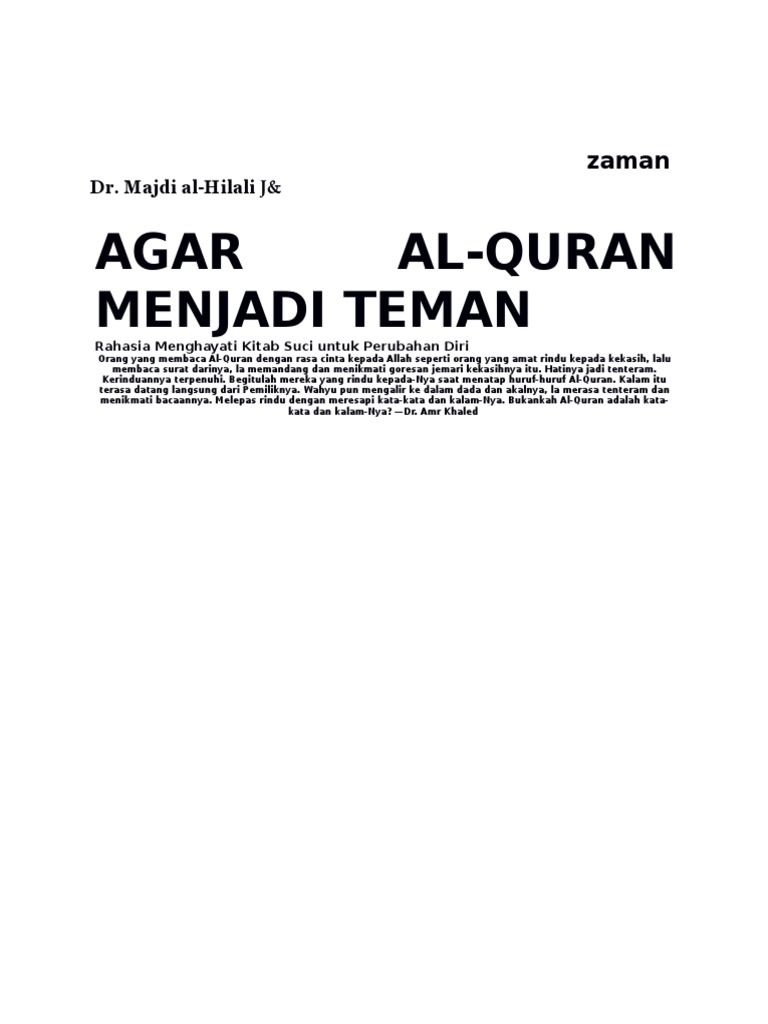 Agar Al Quran Menjadi Teman