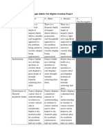 Example Rubric For Digital Creation Project