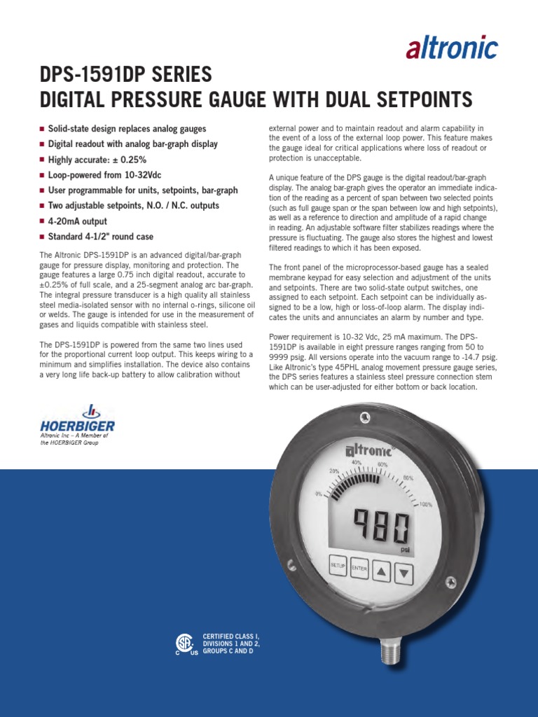 Altronic Digital Pressure Gauge PDF Pressure Measurement