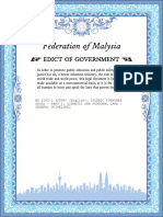 Fe de R at I o N o F Mal Ys I A: EDI CT OF Government