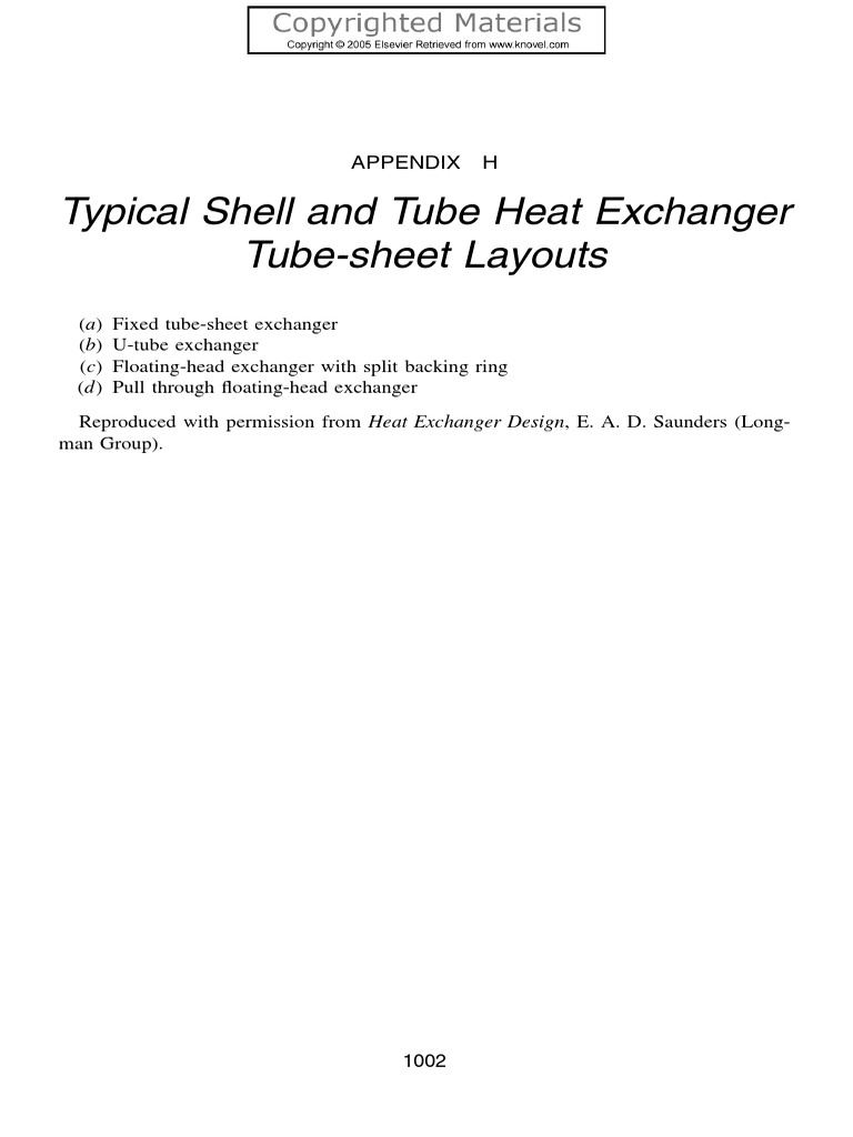 Typical Shell and Tube Heat Exchanger Tube-Sheet Layouts: Appendix H | PDF