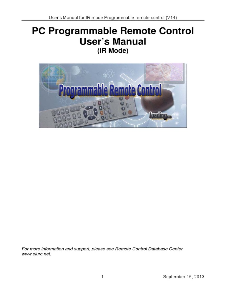 User Manual IR Mode en v14 | PDF | Remote Control | Personal Computers