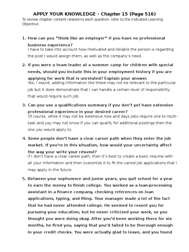 Chapter Exercise 15 | PDF | Career & Growth