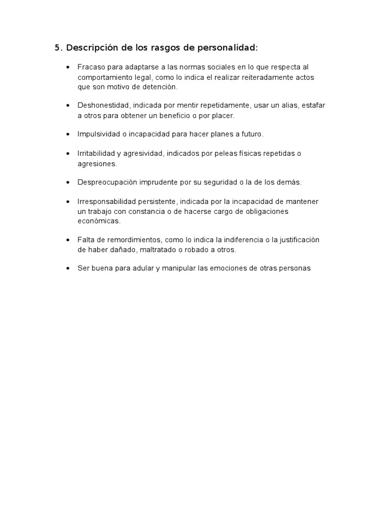 Rasgos de Personalidad Desadaptativa | PDF