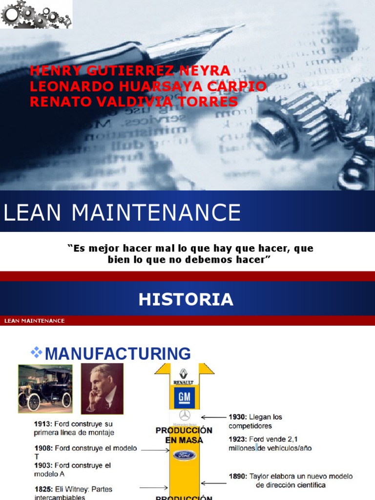 Lean Maintenance: Optimización y Valor | PDF | Crecimiento personal y ...