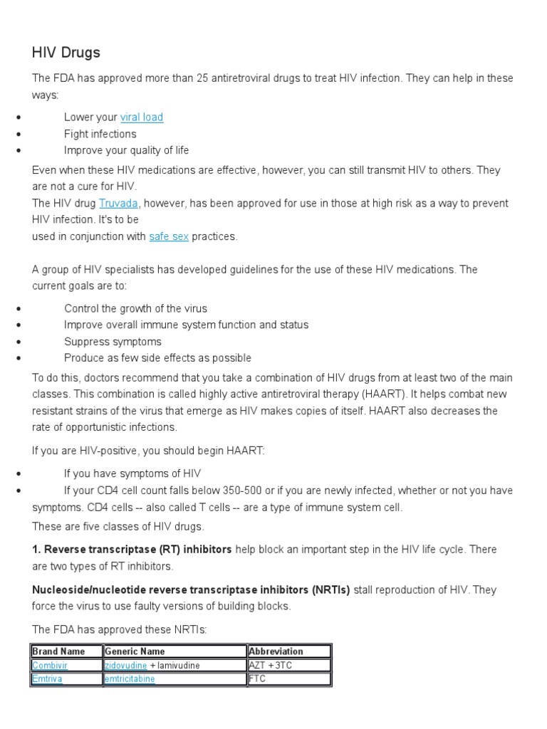 HIV Drugs | PDF | Management Of Hiv/Aids | Antibiotics