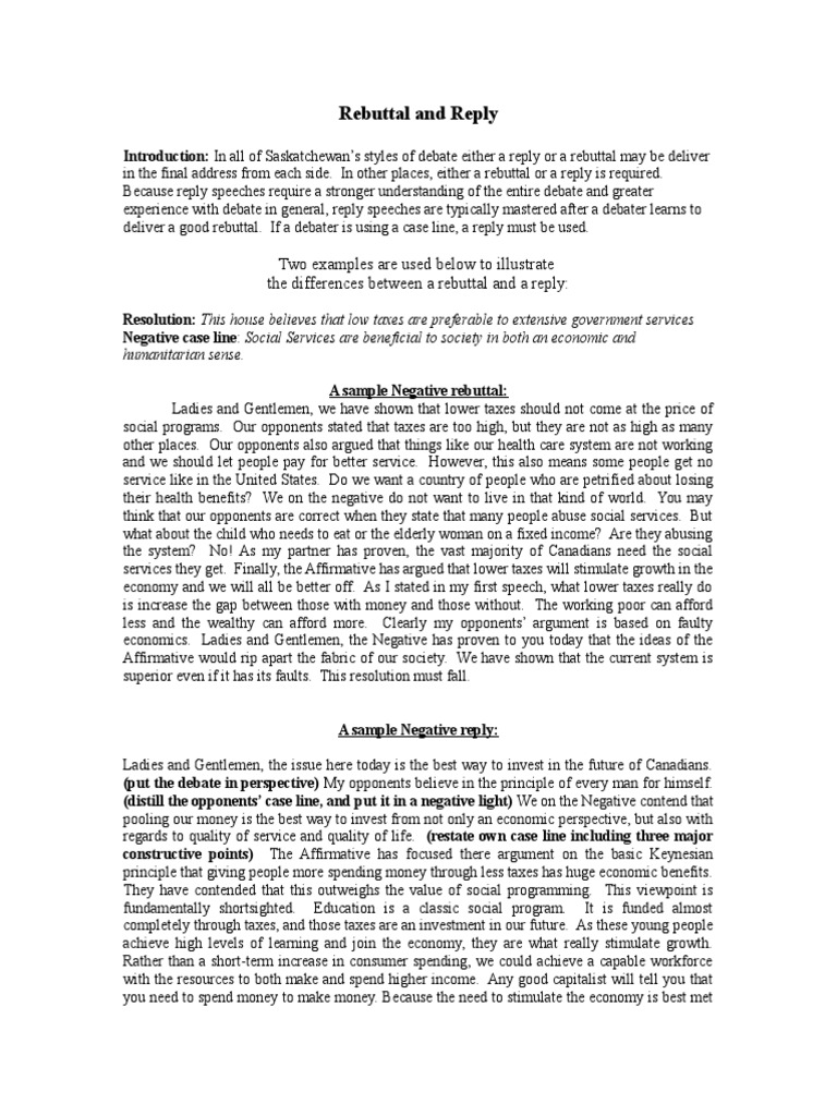 Rebuttal and Reply: Two Examples Are Used Below To Illustrate The ...