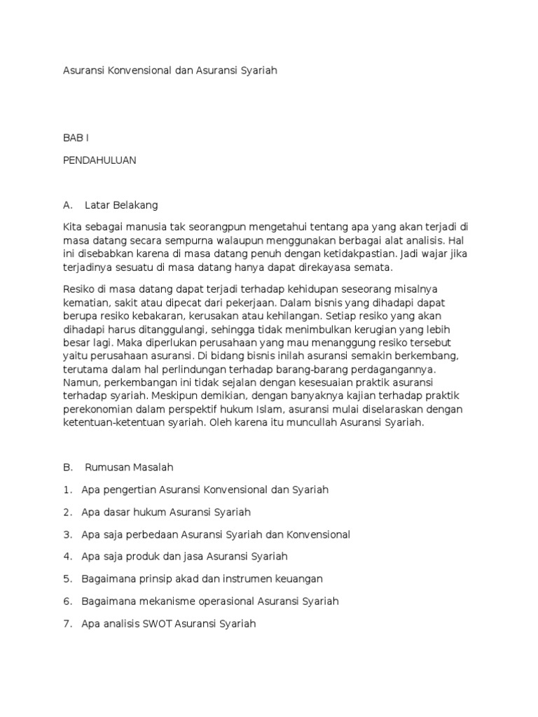 Asuransi Konvensional Dan Asuransi Syariah