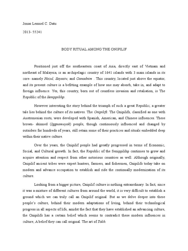 Body Ritual Among The Onipilif | PDF | Hospital | Pain