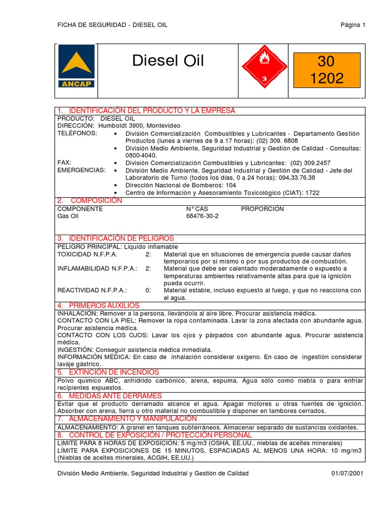 Diesel Oil PDF | PDF | Agua | Residuos