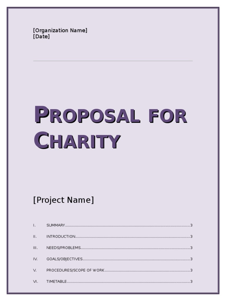 Charity Proposal Template Business