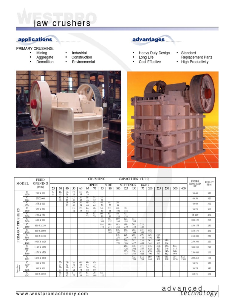 JOE CRUSHER パンフレット Jaw Crusher Brochure | PDF | Bearing (Mechanical) | Machines