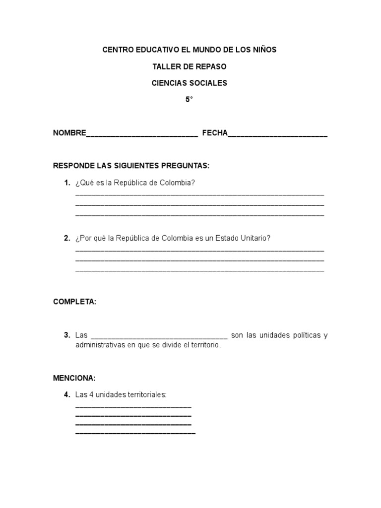 Taller de Repaso Sociales | PDF