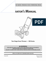 Operator's Manual Two Stage Snow Thrower M300 Series