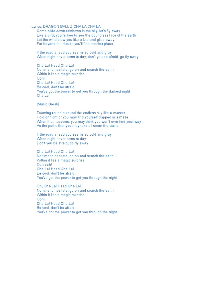 年のベスト Cha La Head Cha La Lyrics