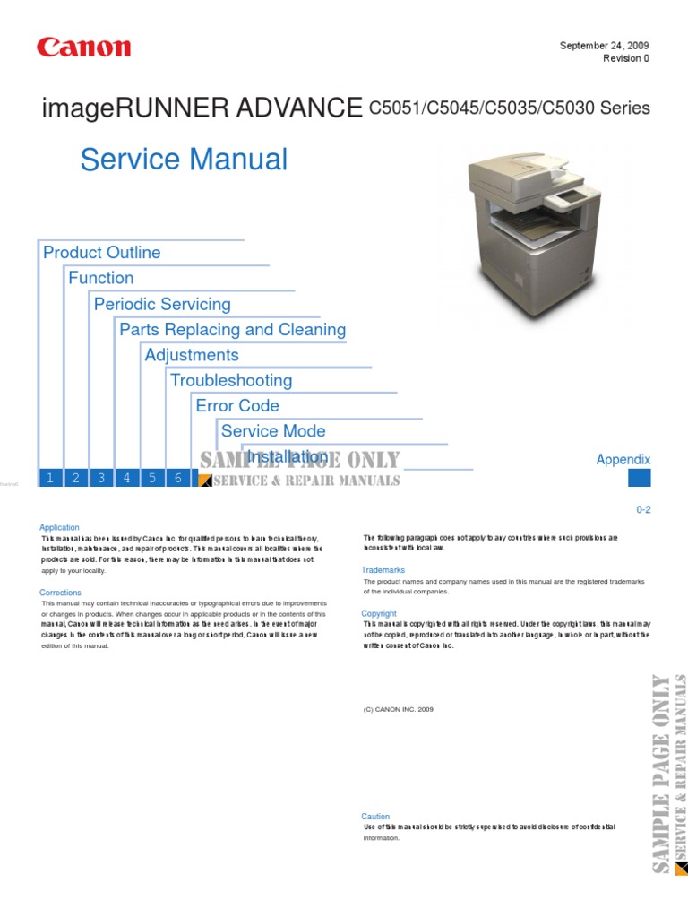 Canon Imagerunner Advance Ir c5051 Ir c5045 Ir c5035 Ir c5030 Service Manual  Download | Electrical