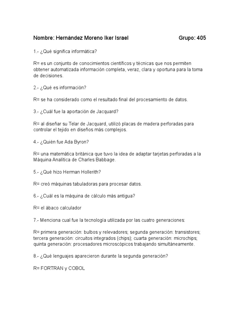 Examen Final de Informática para Cuarto Grado | PDF | Memoria del ...