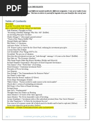 Investment Principles And Checklists Ordway Pdf Type I And Type Ii Errors Value Investing