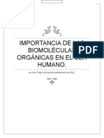 Importancia de Las Biomoleculas Organicas en El Cuerpo Humano