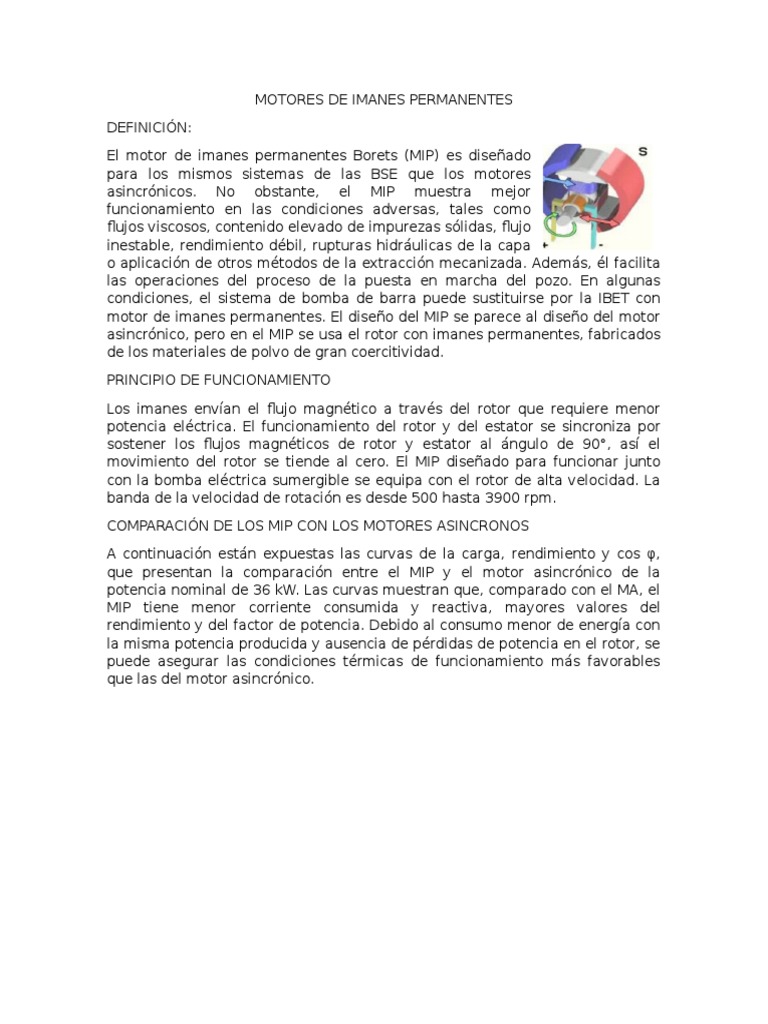 Motores de Imanes Permanentes: Funcionamiento y Ventajas | PDF ...