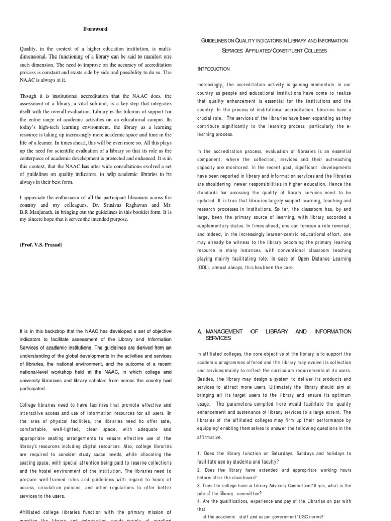 Library Quality Indicators for Accreditation | PDF | Libraries ...