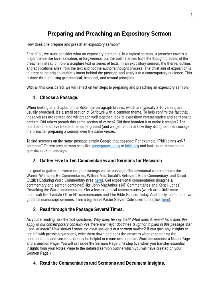 expository sermon preparation pdf