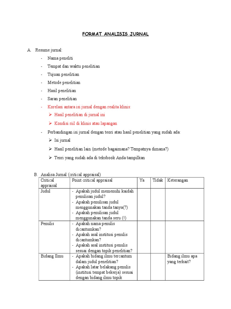 Format Analisis Jurnal